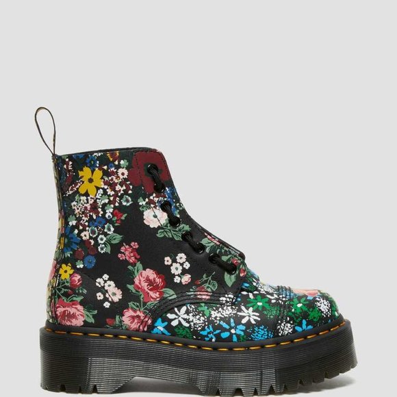 Dr. Martens | Sinclair Floral Mash Up Leather Platform Boots - Picture 6 of 16